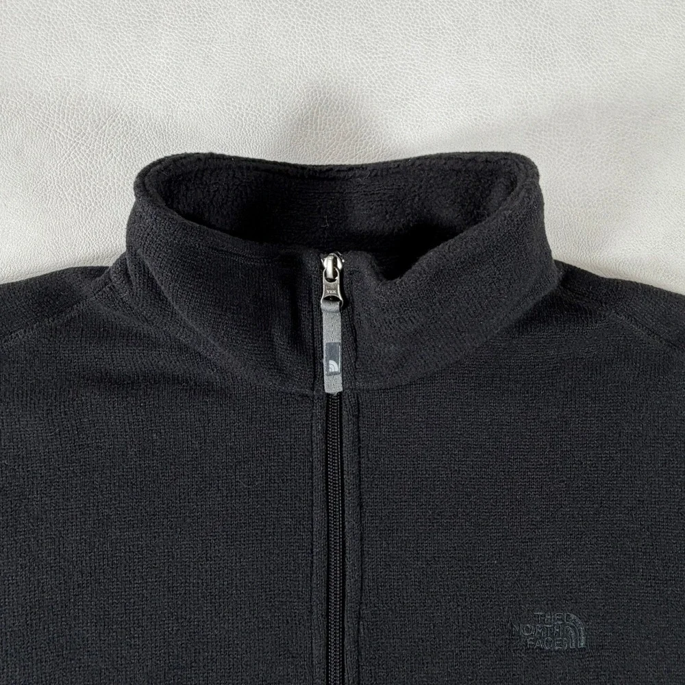 The North Face Mens Black Quarter Zip Fleece Pullover XL Mock Neck Logo